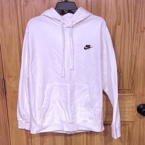 Nike Men's White Hoodie with Brown Logo